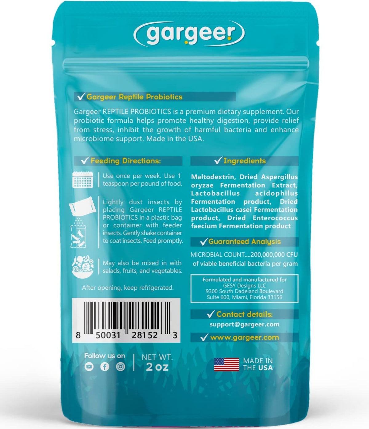 All Reptile Probiotics Supplement by Gargeer