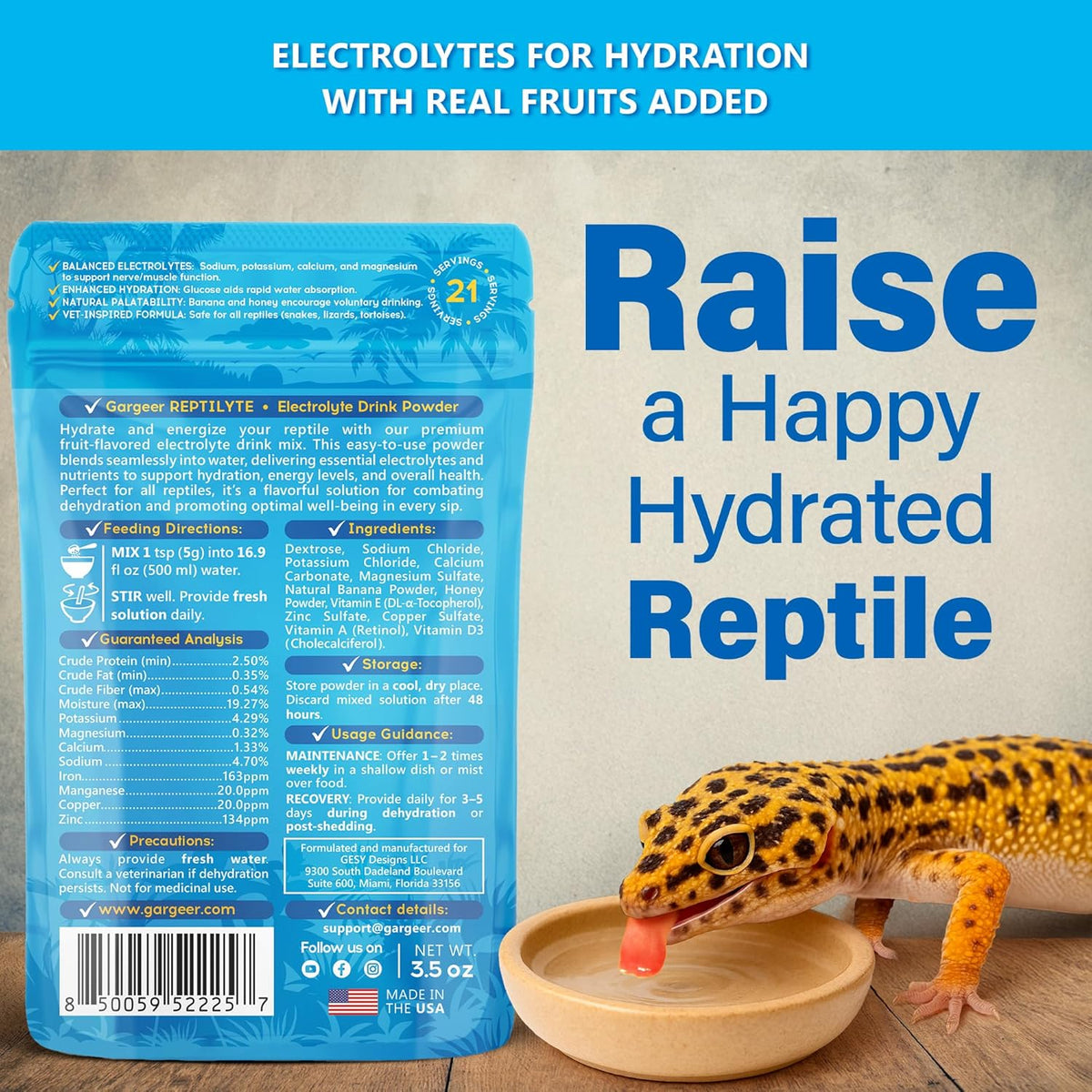 ReptiLyte Electrolyte Drink Supplement with Fruit by Gargeer