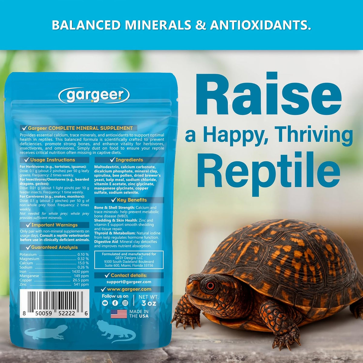 Complete Minerals Plus All Reptile Supplement by Gargeer