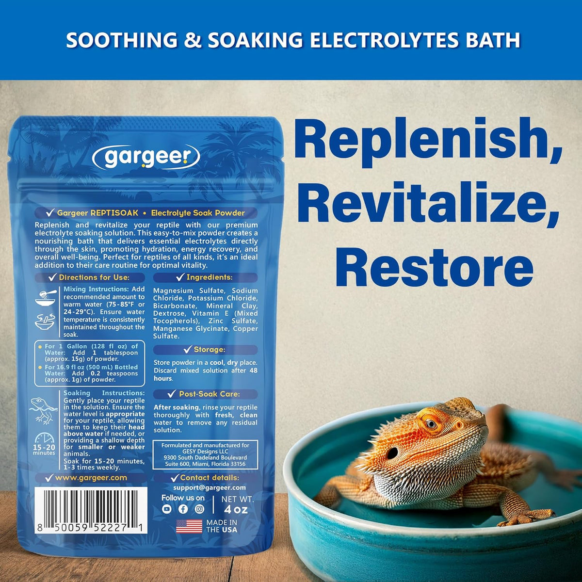 ReptiSoak Electrolyte Soak Powder by Gargeer