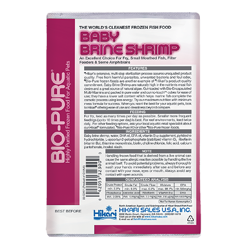 Hikari Bio-Pure Frozen Baby Brine Shrimp, back of package