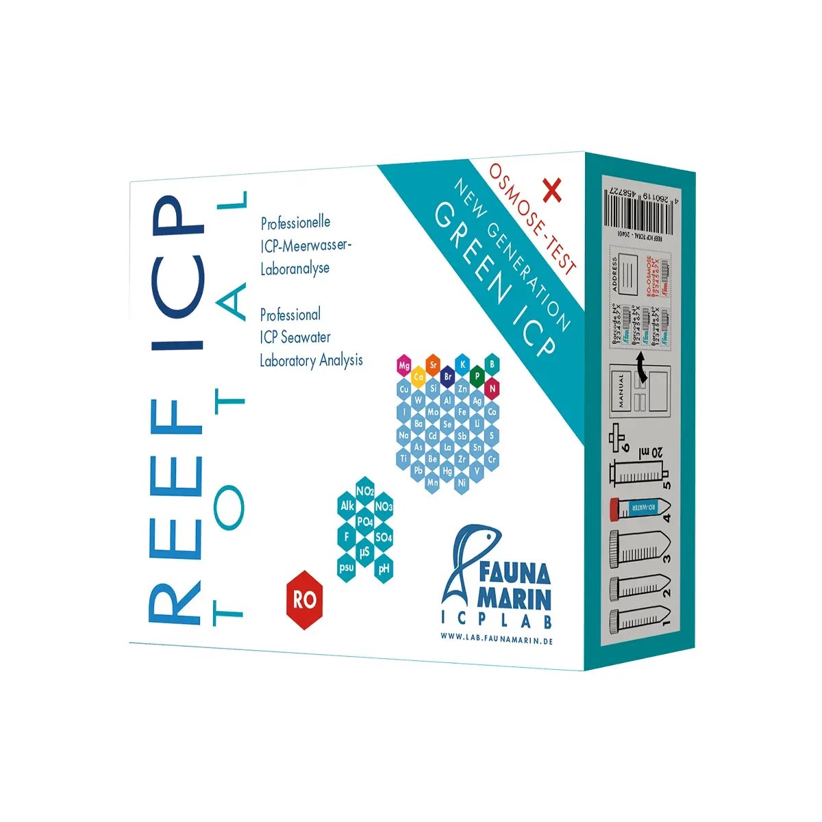 Fauna Marin Reef ICP TOTAL Test, 90+ Water Parameters with Prepaid Shipping