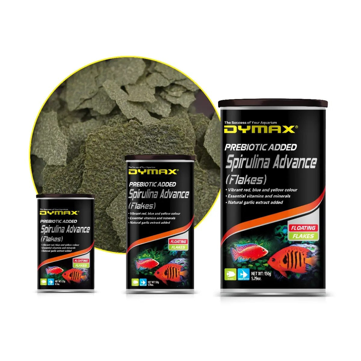 Dymax Spirulina Advance Flakes Fish Food, 500g Bulk Container