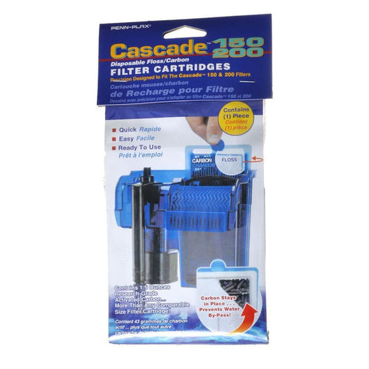Penn-Plax Cascade 150/200 Disposable Floss/Carbon Filter Cartridges