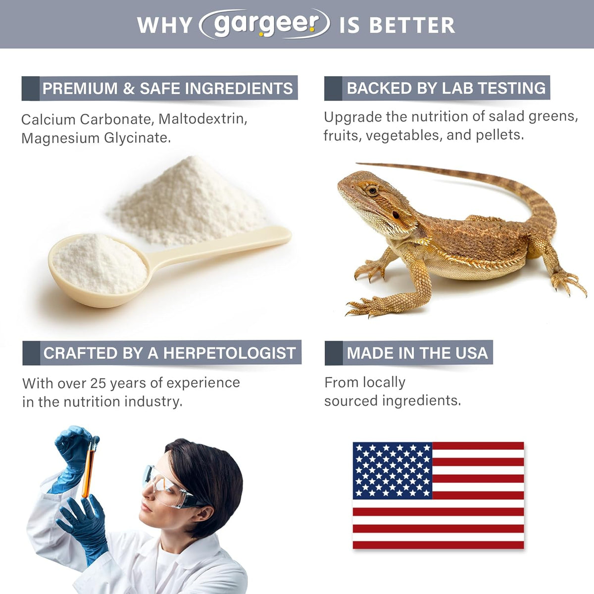 Magnesium & Calcium Supplement For Reptiles by Gargeer