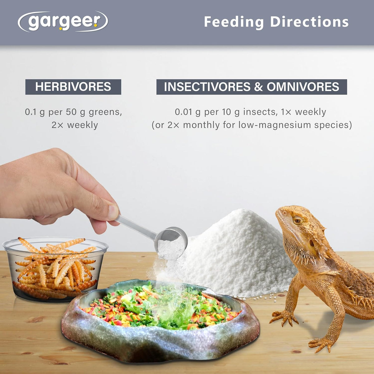 Magnesium & Calcium Supplement For Reptiles by Gargeer