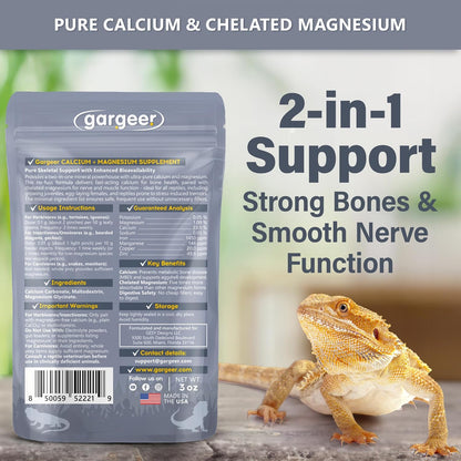 Magnesium & Calcium Supplement For Reptiles by Gargeer