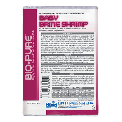 Hikari Bio-Pure Frozen Baby Brine Shrimp, back of package