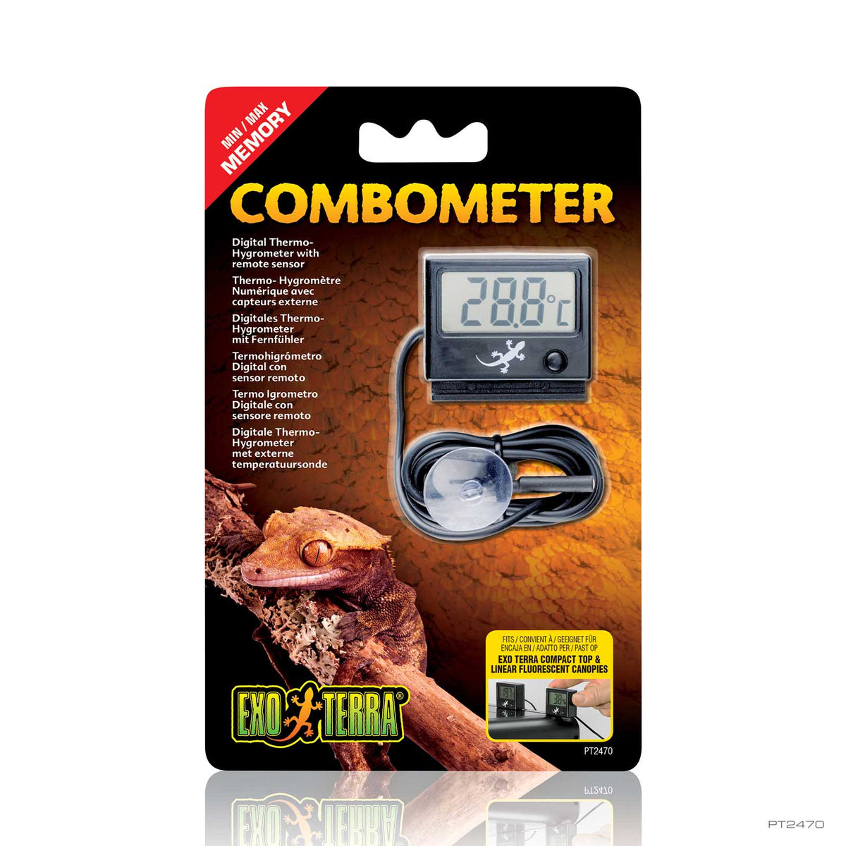 Exo Terra Combometer Digital Thermo-Hygrometer with Remote Sensor PT2470