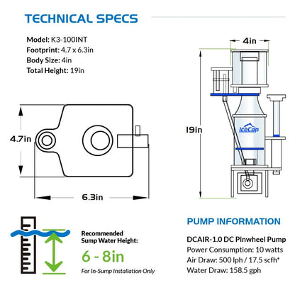 IceCap K3-100 In-Sump Controllable Protein Skimmer