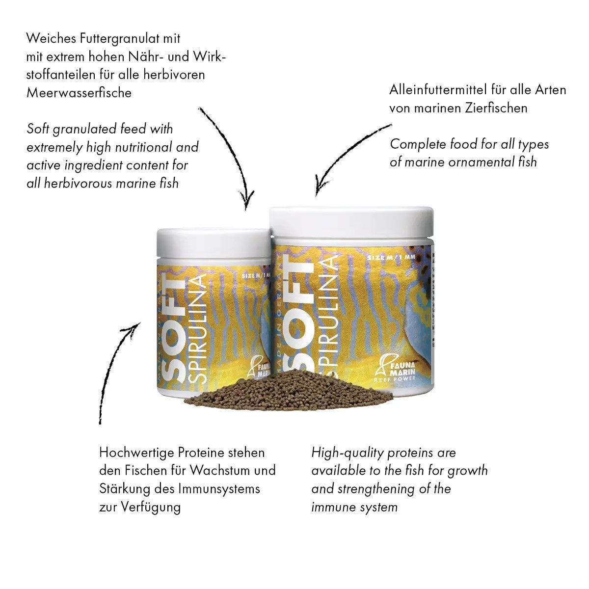 Fauna Marin Soft Spirulina, Large Pellet Fish Food, 100 ml