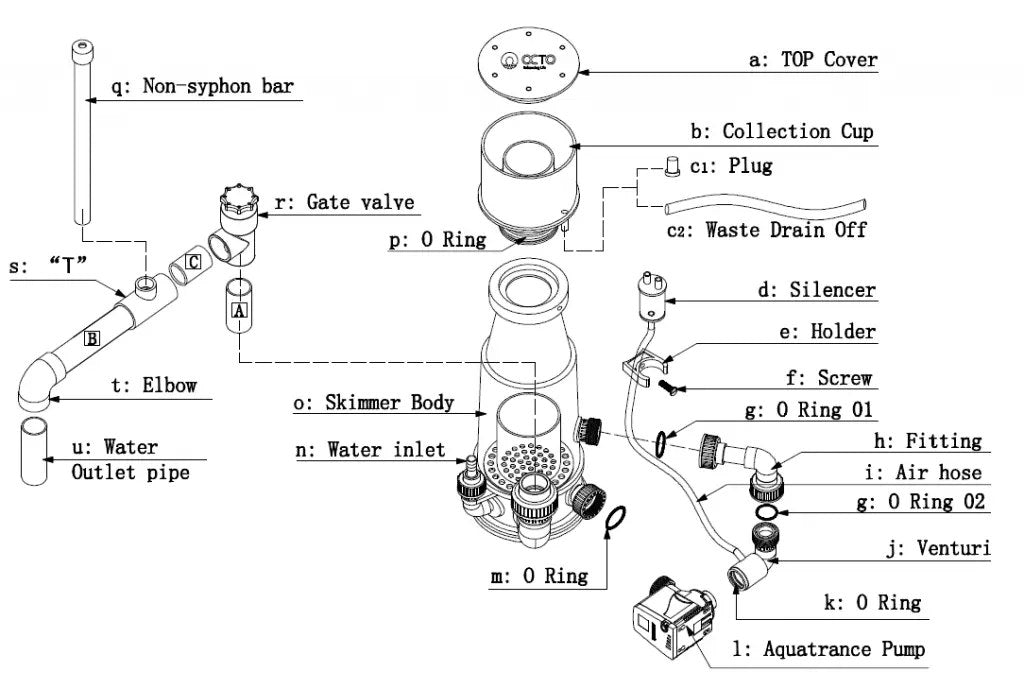 Octo Classic 150EXT Recirculating Protein Skimmer