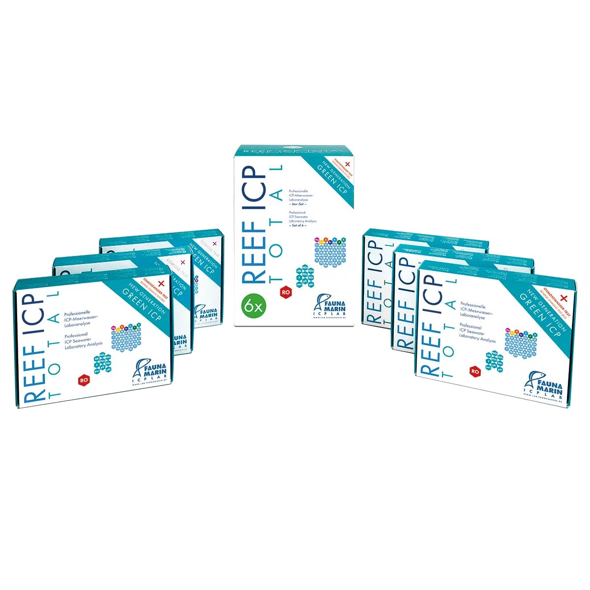 Fauna Marin Reef ICP TOTAL Test, 90+ Water Parameters with Prepaid Shipping, 6-Pack