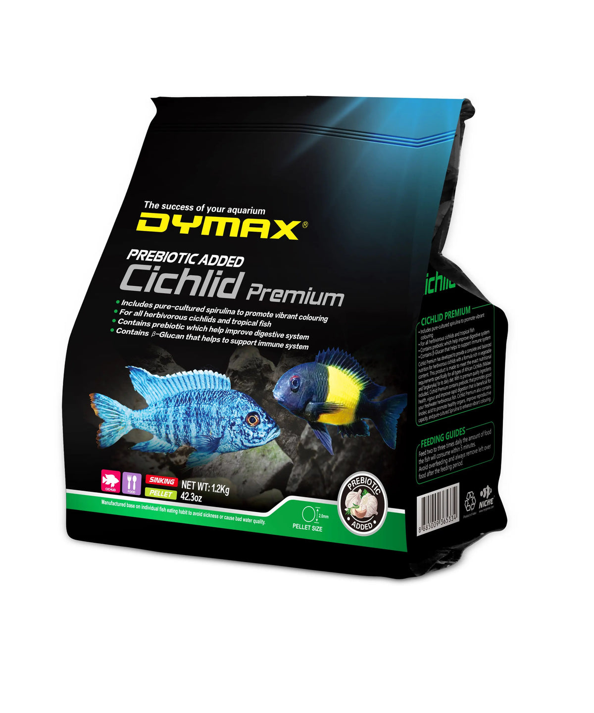 Dymax Cichlid Premium Pellet Fish Food, 1.2 kg Bulk Bag