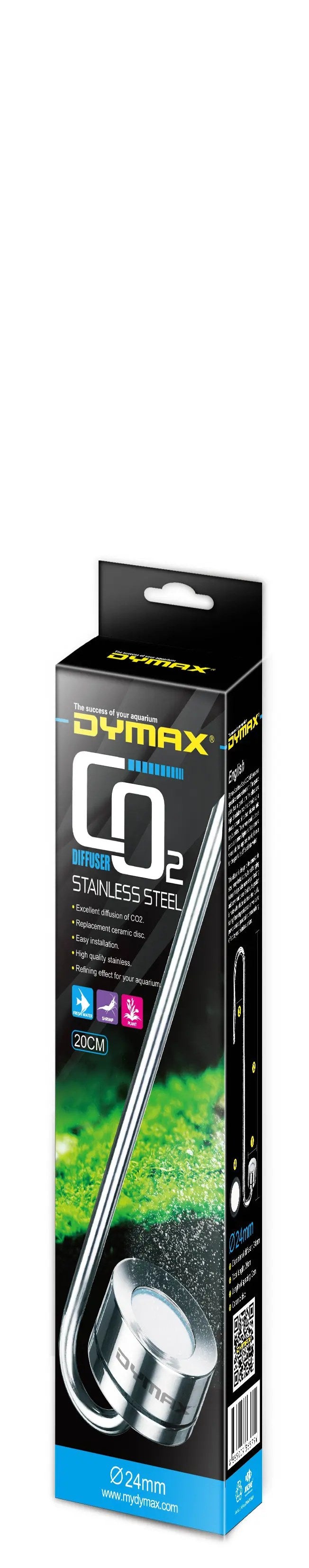 Dymax Stainless Steel CO2 Diffuser, 24 mm Diameter × 20 cm Length