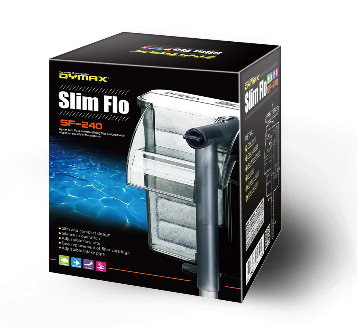 Dymax Slim Flo SF-240, Nano HOB Filter, Medium